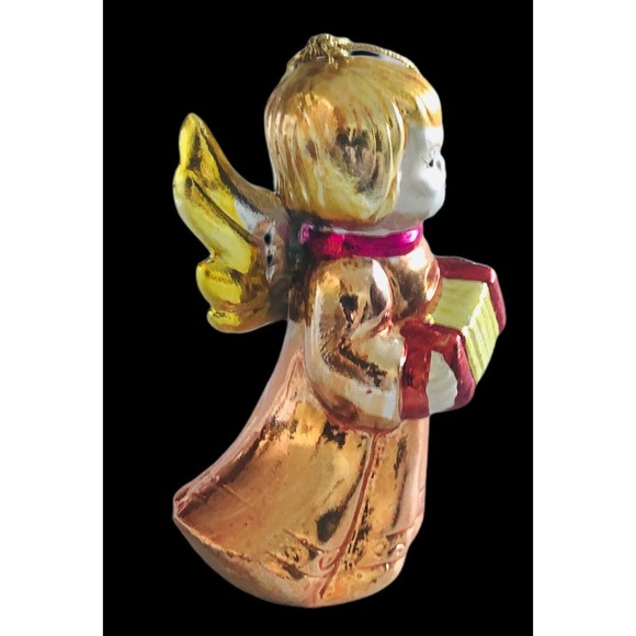 Autom Angel Gold Metallic Tone Porcelain Christmas Ornament China New Old Stock - Picture 6 of 7